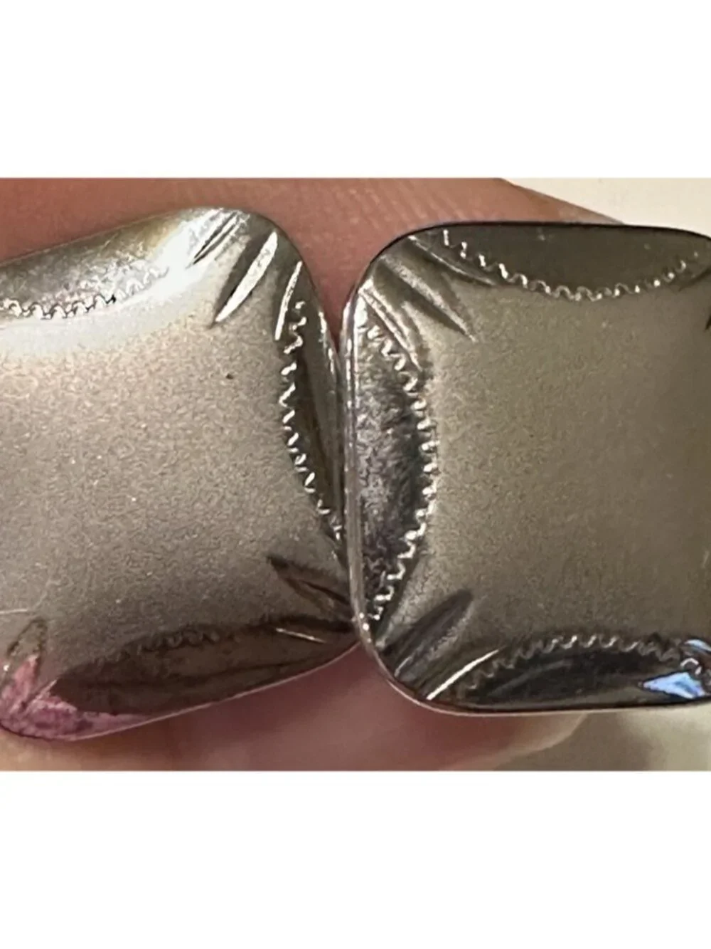 Vintage cufflinks silver tone Square Polished Cuff Links Formal Wedding